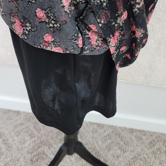 Urban Outfitters Black Pink Floral Y2K Grunge Fairy Coquette Mini Dress Sz L NEW - Picture 9 of 13
